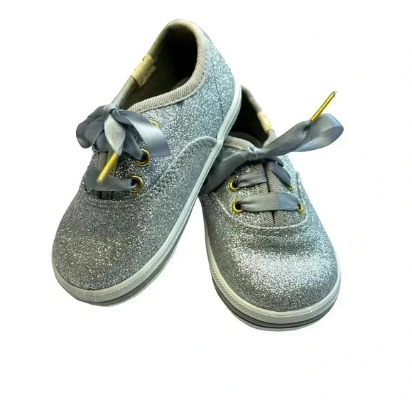 KEDS KATE SPADE GLITTER SNEAKERS SLIVER SNEAKERS SIZE 4 TODDLER LIKE NEW - Picture 4 of 12